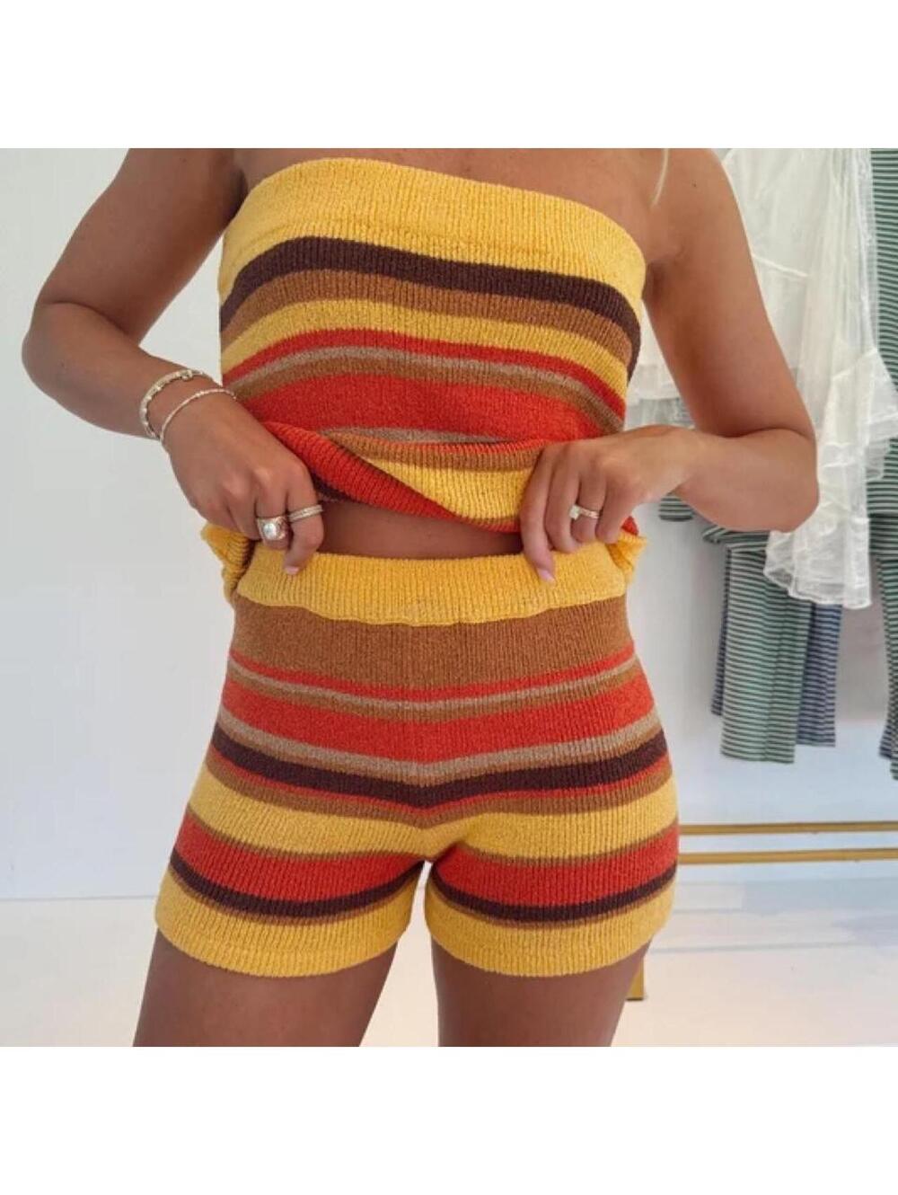 Boutique klesis Golden Coast Knit Set- Orange Multi